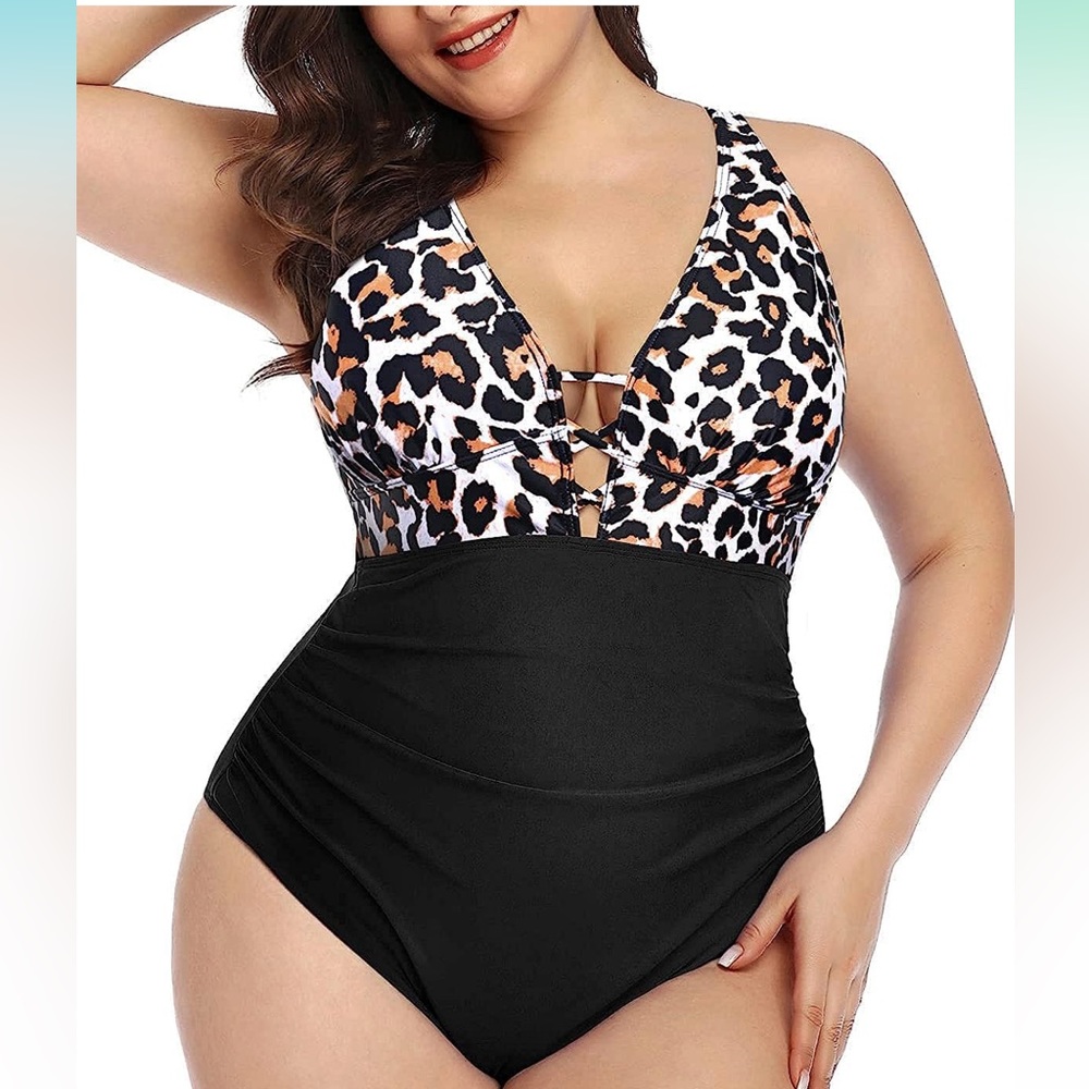 🆕 Yonique Tummy Control Bathing Suit with Plunge Neckline
